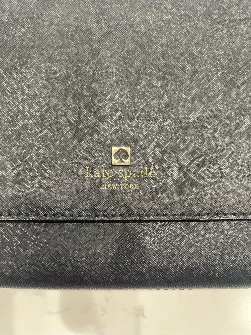 kate spade Black Saffiano Crossbody with Gold Chain Strap